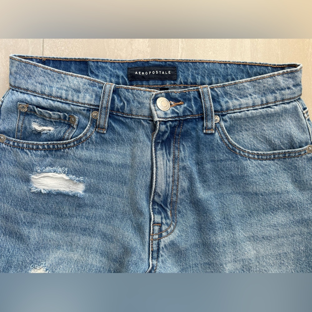 Aeropostale Ripped Blue Boyfriend Jeans - Picture 3 of 14